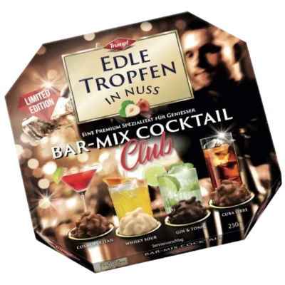 Цукерки "Мільні Краплі Праліне" Trumpf Edle Tropfen in Nuss Bar-Mix Cocktail Club 250 г Німеччина