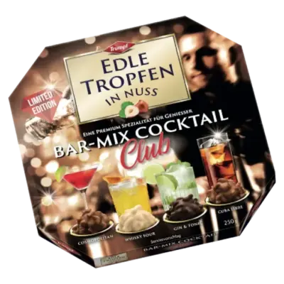 Цукерки "Мільні Краплі Праліне" Trumpf Edle Tropfen in Nuss Bar-Mix Cocktail Club 250 г Німеччина