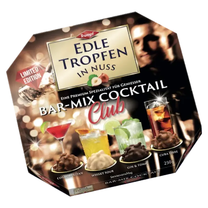 Цукерки “Мільні Краплі Праліне” Trumpf Edle Tropfen in Nuss Bar-Mix Cocktail Club 250 г Німеччина