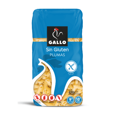 Макаронні вироби БЕЗ ГЛЮТЕНА, ЛАКТОЗИ, ЯІЦ Пір'я Gallo Plumas 450 г Іспанія