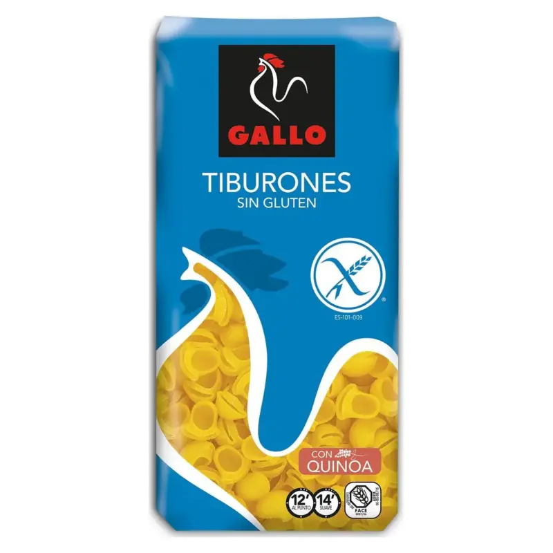 Макаронні вироби БЕЗ ГЛЮТЕНА, ЛАКТОЗИ, ЯІЦ Рожки Gallo Tiburones 450 г Іспанія