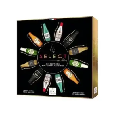 Цукерки з чорного шоколаду Пляшки з Лікером Liqueurs Selection Abtey 155 г Франція