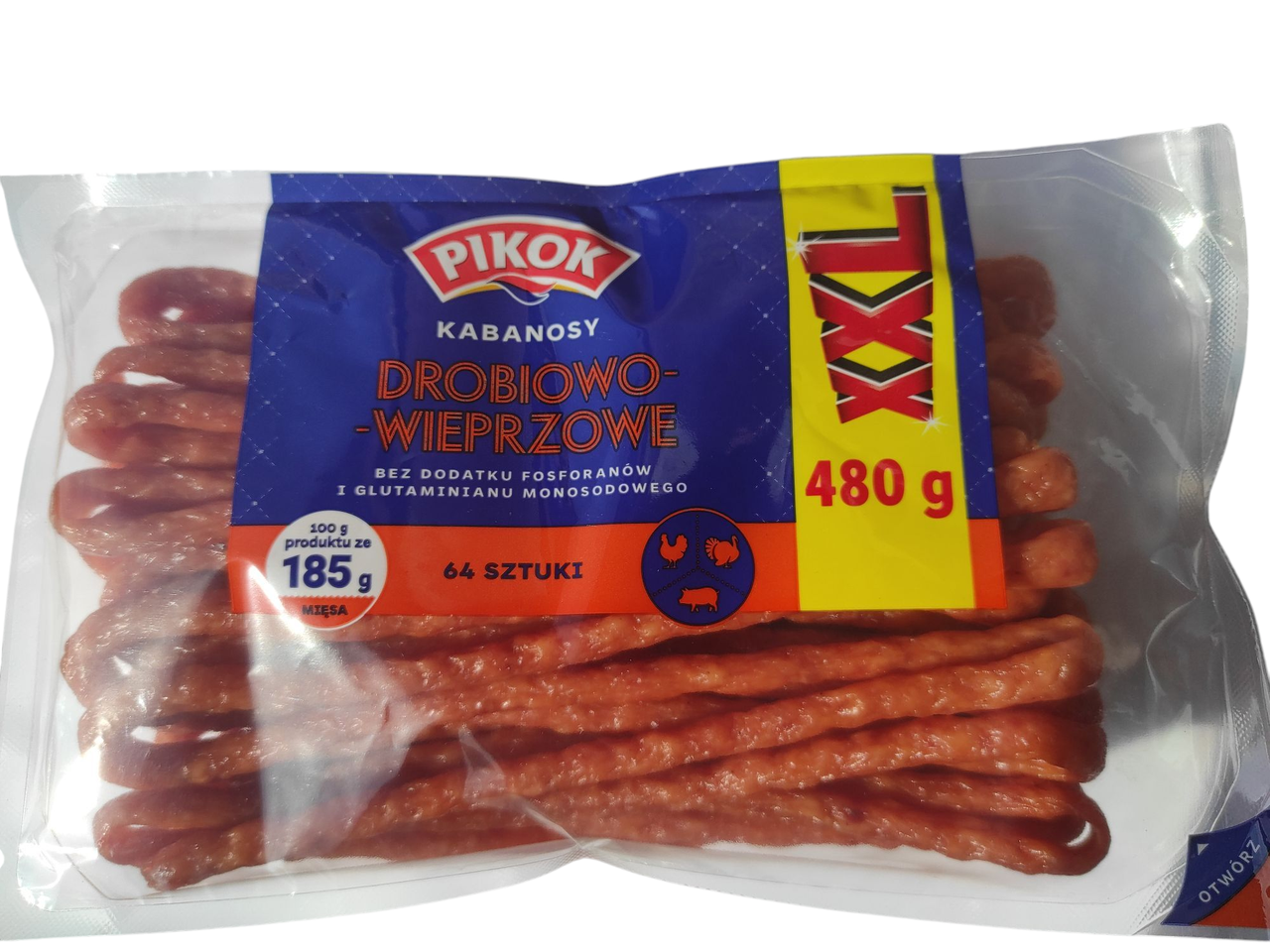 Ковбаски Кабаноски зі свинини Pikok KABANOSY 480 г Польща