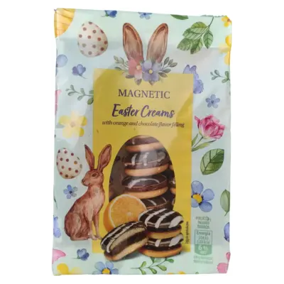 Печиво бісквітне із шоколадним кремом і апельсиновим джемом Magnetic Easter Creams 710 г Польща