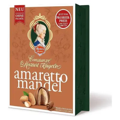 Цукерки марципанові з амарето молочним шоколадом Constanze Amaretto Almond Mozart-Kugel Reber Німеччина 120 г