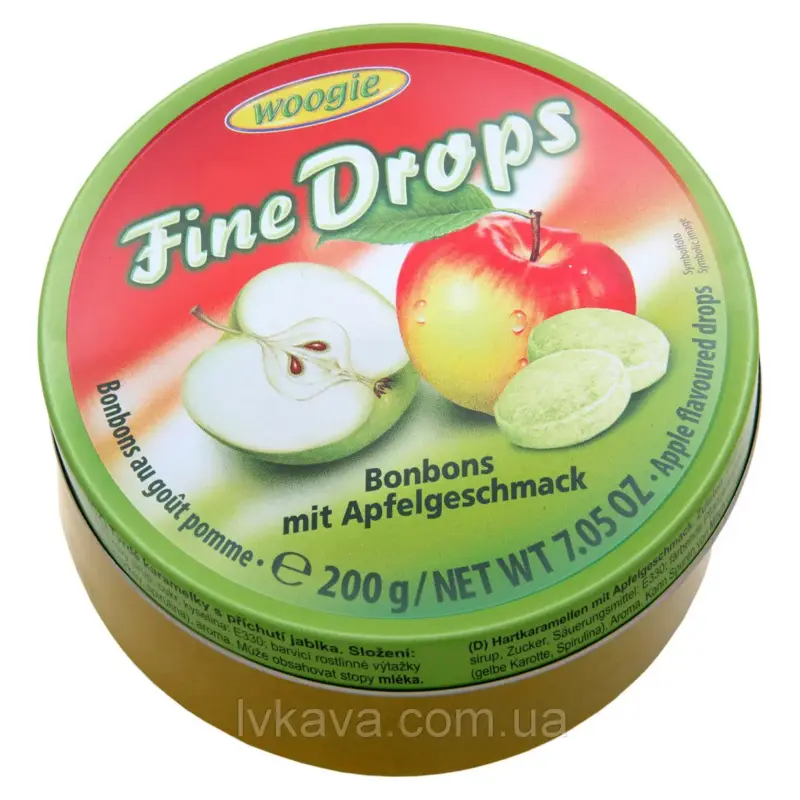 Льодяники (цукерки) Woogie Fine Drops (дрібні краплі) яблучний вкусАвстрия 200г