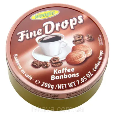 Льодяники (цукерки) Woogie Fine Drops (дрібні краплі) кавовий смак Австрія 200г