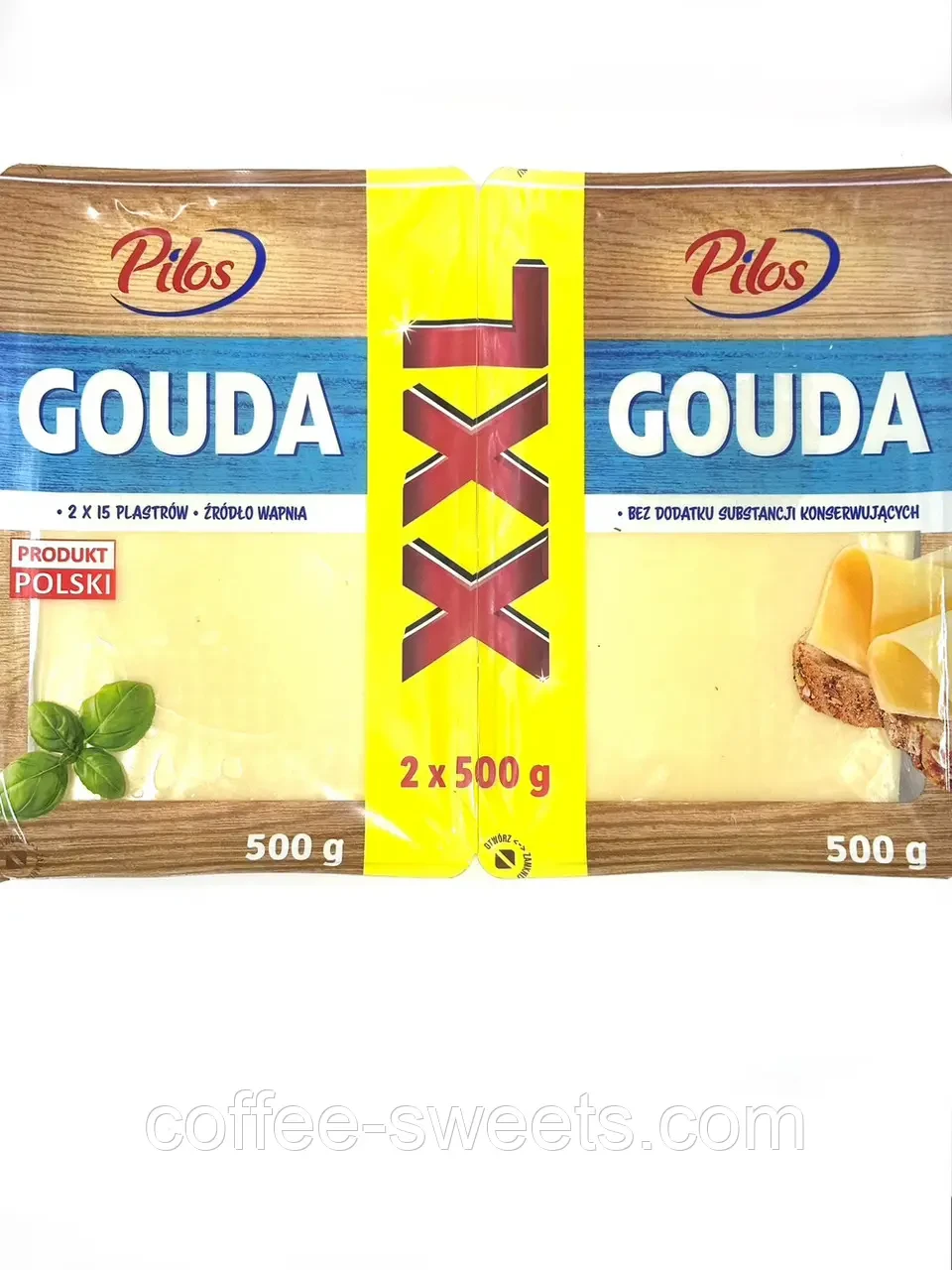 Сир слайсами Гауда без консервантів Pilos Gouda 1 кг (2штх500г) Польща