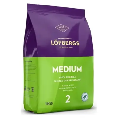 Кава в зернах 100% Арабіка Lofbergs Medium 1 кг Швеція