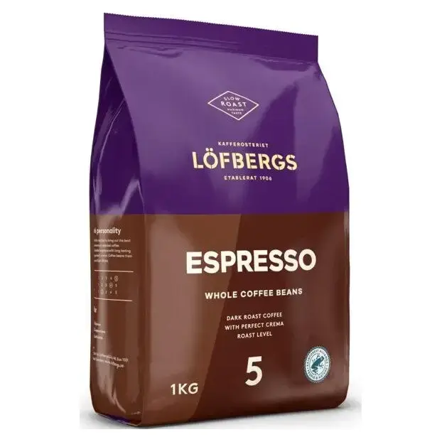 Кава в зернах 100% Арабіка Lofbergs Espresso 1 кг Швеція