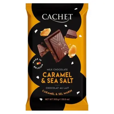Шоколад CACHET (КАШЕТ) молочний 32% какао з карамеллю і морською сіллю Бельгія 300г