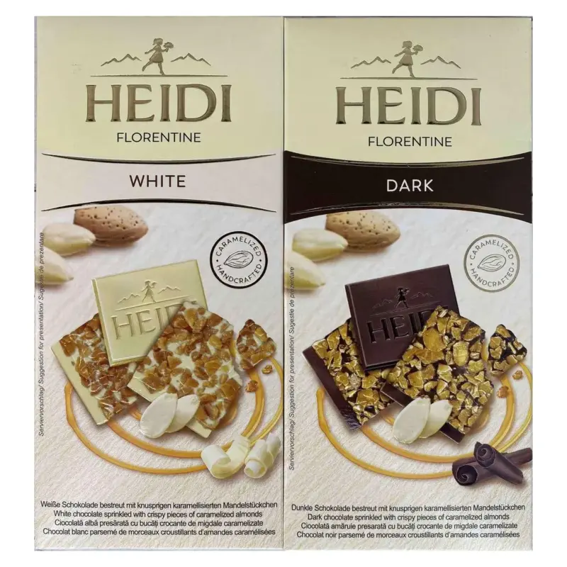 Шоколад (2 шт.) з карамелізованим шаром мигдалю Heidi Florentine 100 г Румунія