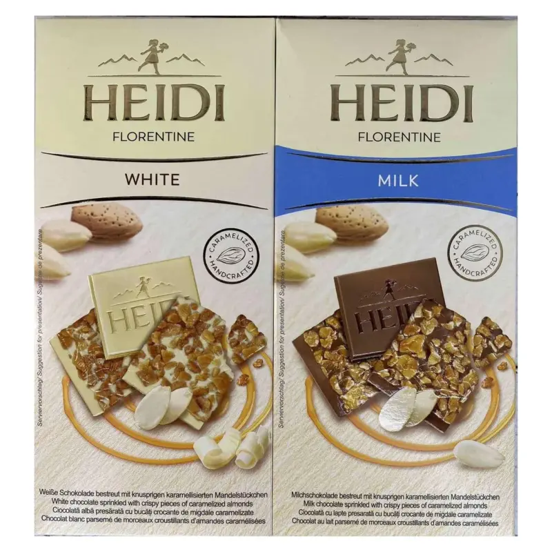Шоколад (2 шт.) з карамелізованим шаром мигдалю Heidi Florentine 100 г Румунія