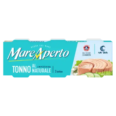 Тунець натуральний малосолений Mare Aperto Tonno al naturale e un pizzico di sale 3х80г Італія