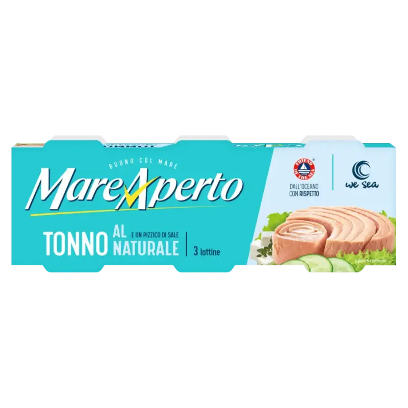 Тунець натуральний малосолений Mare Aperto Tonno al naturale e un pizzico di sale 3х80г Італія