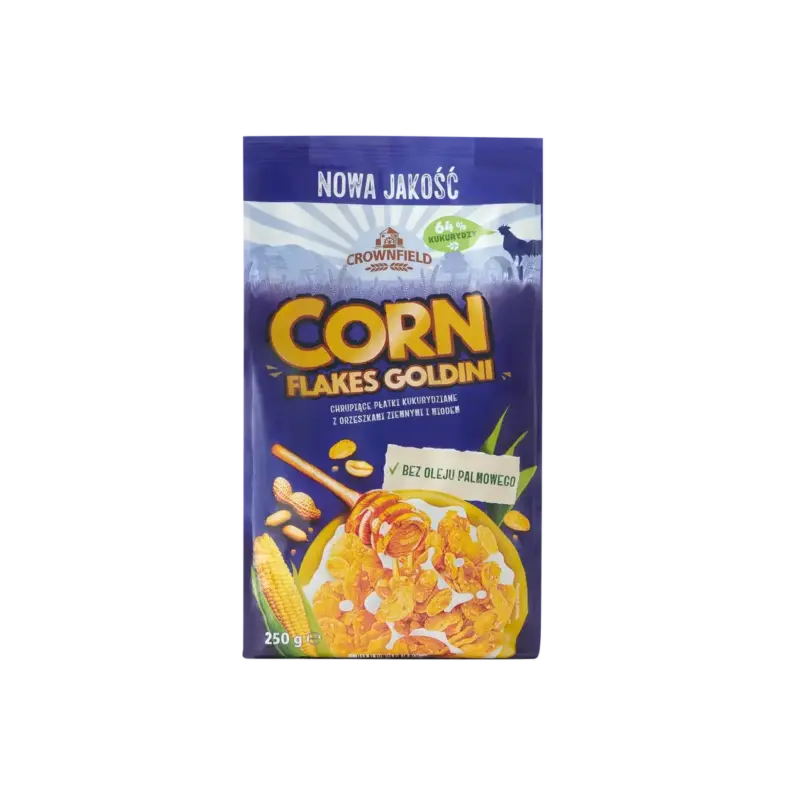 Кукурудзяні пластівці з арахісом і медом Crownfield Corn Flakes Польща 250 г
