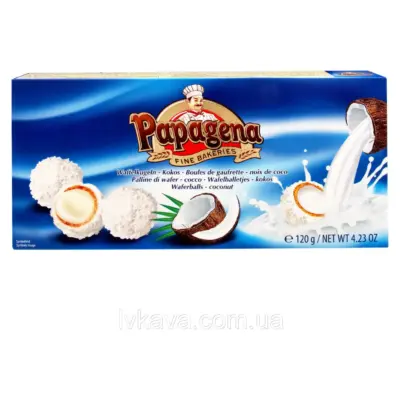 Кокосові цукерки Papagena (Папагена вафельні кульки в кокосі з кремом усередині) Австрія 120г