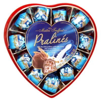 Цукерки Pralines (Праліні з зерновими серцями в молочному шоколаді) Maitre Truffout Австрія 165г