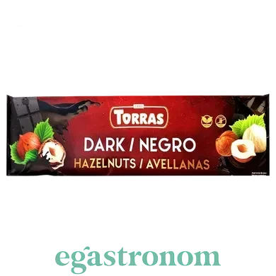 Шоколад чорний  та глютену з фундуком Torras Zero Dark Huzelnuts 300 г Іспанія