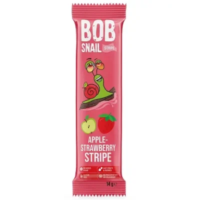 Цукерка фруктова Яблуко-Полуниця страйп БЕЗ ЦУКРУ ТА ГЛЮТЕНУ Bob Snail 14 г