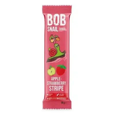 Цукерка фруктова Яблуко-Полуниця страйп БЕЗ ЦУКРУ ТА ГЛЮТЕНУ Bob Snail 14 г