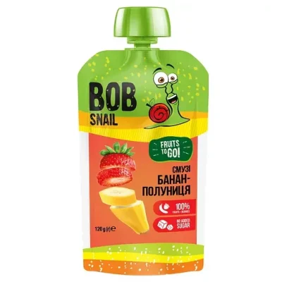 Смузі фруктове Bob Snail Банан-Полуниця, пастеризоване, 120 г