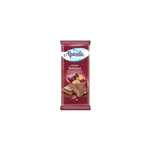 Шоколад “Alpinella Czekolada Peanuts and Raisins” (Альпінелла молочний з арахісом і родзинками), Польща