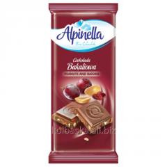 Шоколад "Alpinella Czekolada Peanuts and Raisins" (Альпінелла молочний з арахісом і родзинками), Польща