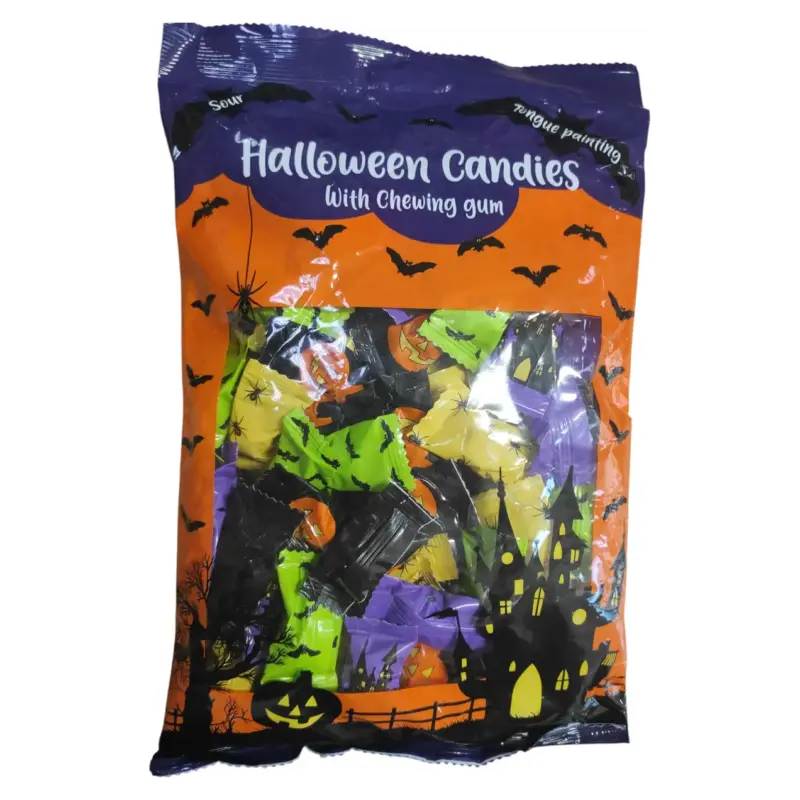 Льодяники кислий мікс із жувальною гумкою HALLOWEEN candies (фарбує язик) 250 г Нідерланди