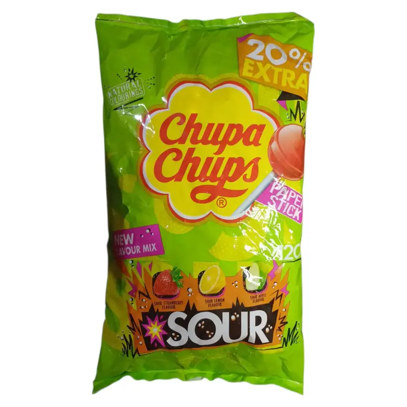 Цукерки на паличці три смаки Chupa Chups Sour 120шт 1440г Іспанія