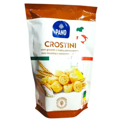 Гренки хлібні цільнозернові з оливковою олією Pano Crostini 80г Італія