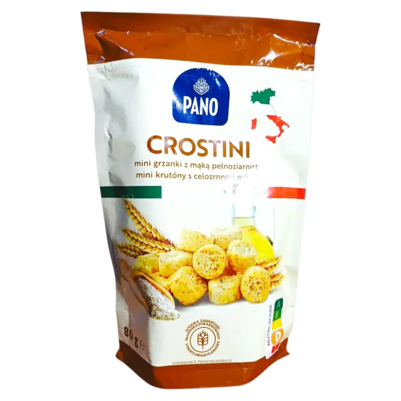 Гренки хлібні цільнозернові з оливковою олією Pano Crostini 80г Італія