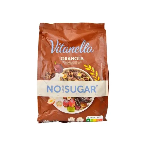 Гранола (Мюслі) БУЗ ЦУКРУ зі смаком какао та лісовими горіхами Vitanella Granola No Sugar 300г Польща