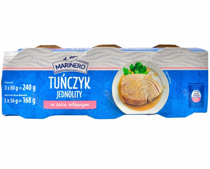 Тунець у власному соусі Marinero Tunczyk Jednolity w sosie wlasnym 240г (3x80г) Польща