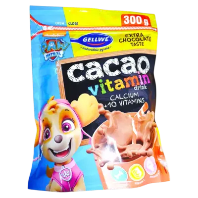 Дитяче какао з вітамінами Щенячий Патруль Gellwe cacao vitamin Paw Patrol 300г Польща
