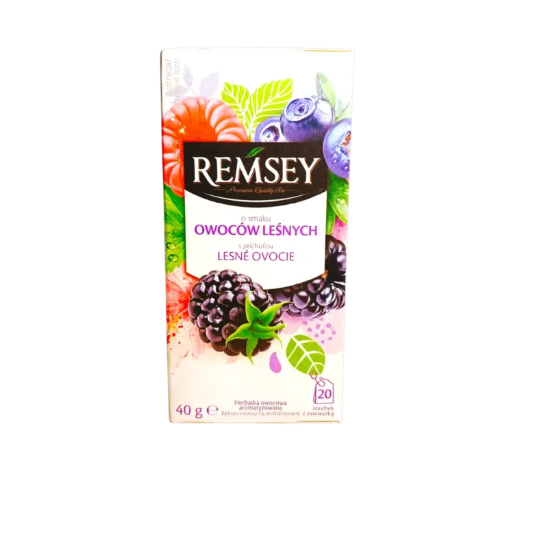 Чай фруктовий Лісова ягода Remsey Owocow Lesnych (20×2г) 40г Польща  Чай пакетований являє собою збір ягід, листя, фрук