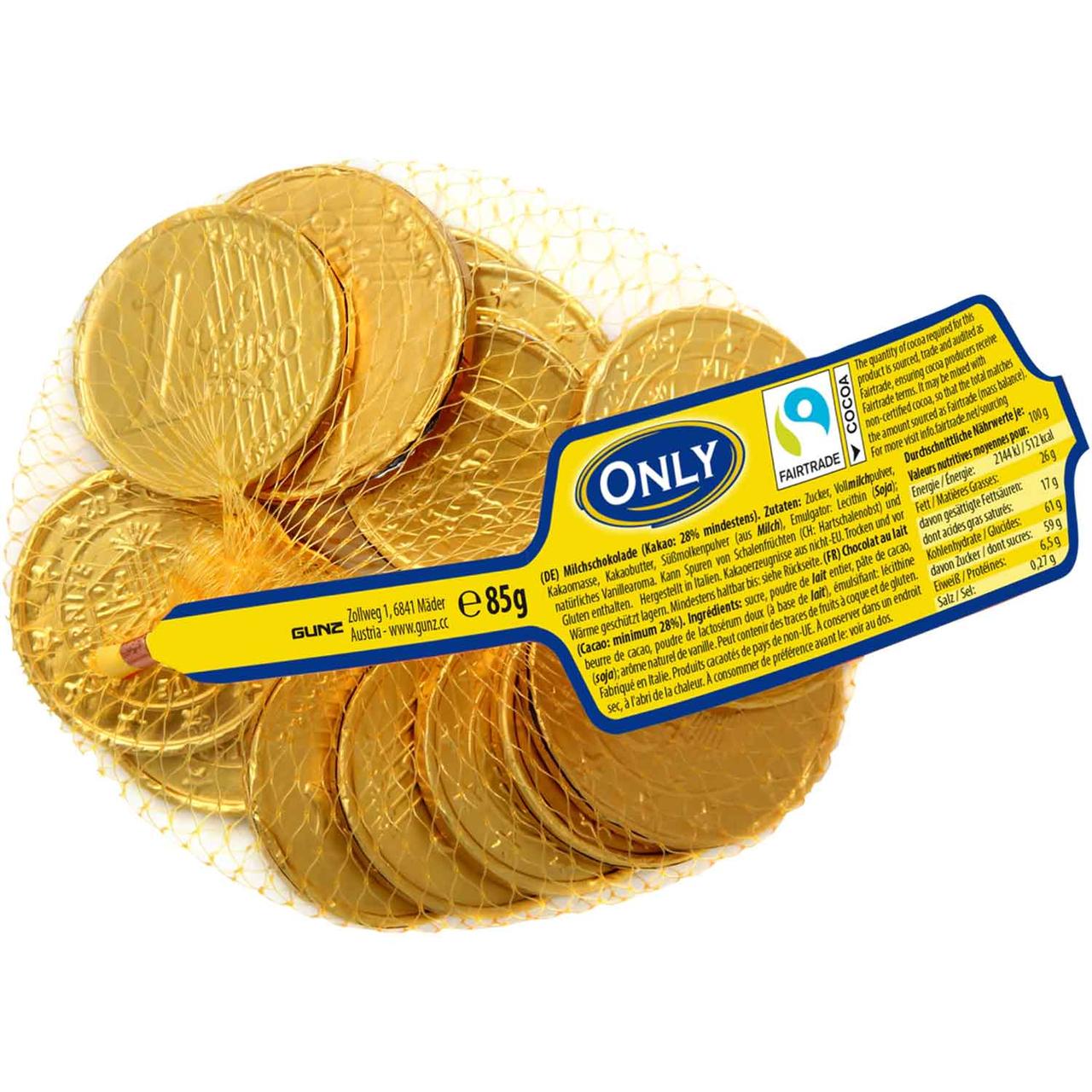 Шоколад молочний Euro Монети Only Milchschokolade Австрія 85г