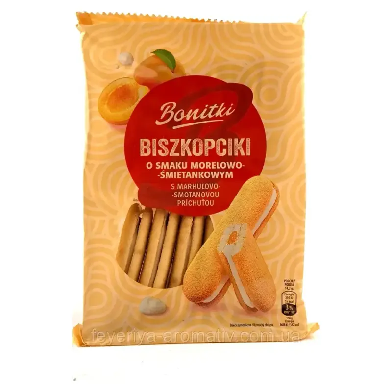 Печиво бісквітне з вершково-абрикосовою начинкою Bonitki 170 г Польща