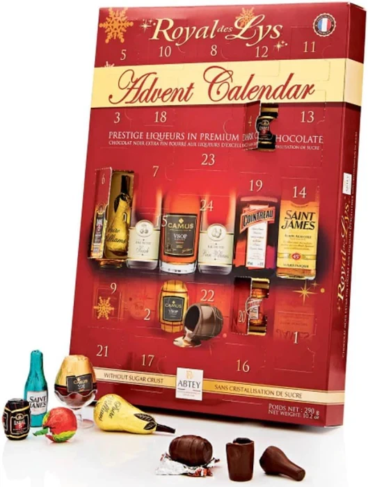 Адвент-календар 24 лікери Royal Des Lys Prestige Dark Chocolate Liqueurs  270 г Німеччина