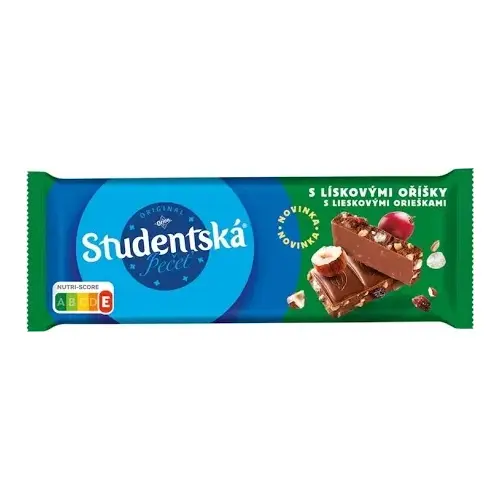 Шоколад молочний фундуком та родзинками StudentskaMilk s liskovymi oreskami Чехія 90г