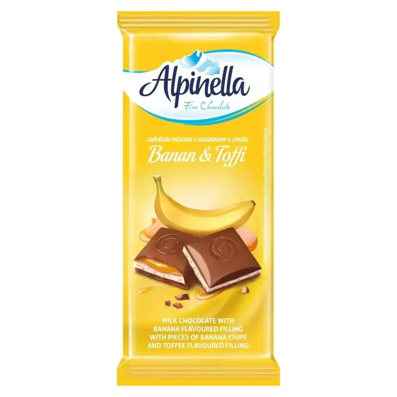 Шоколад молочний із бананом і тоффі ALPINELLA BANAN&TOFFI 100 г Польща
