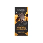 Шоколад Cachet (Кашет) чорний 57% какао з мигдалем та апельсином Бельгія 100 г