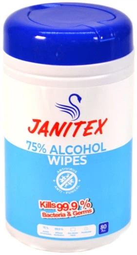 Вологі серветки Janitex з вмістом спирту 75 % (80шт) Турція