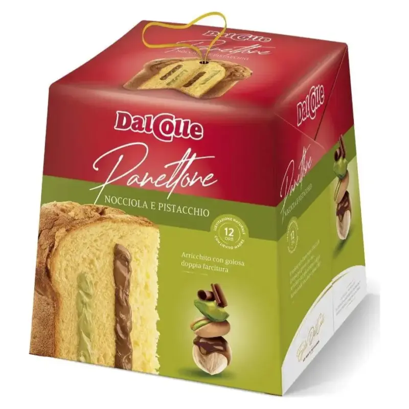 Панетоне з шоколадо-фісташковим кремом Dal Colle Panettone Nocciola e Fistacchio 750 г Італія