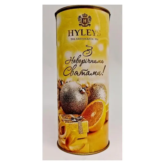 Подарунковий цейлонський чорний чай З новорічними святами! Hyleys (в тубусі) 50г Шрі-ґланка