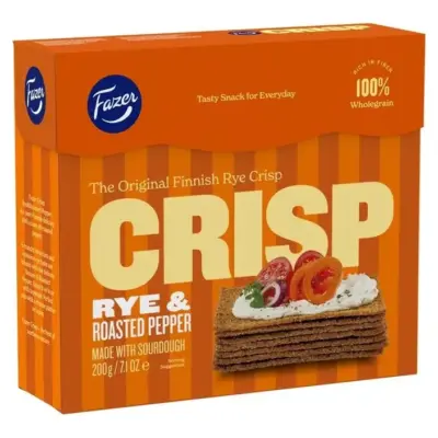Хлібці житні Fazer Crisp Rye&Roasted Pepper 200 г Фінляндія