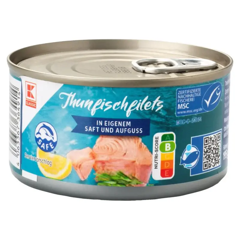 Тунець шматочками у власному соку K-Classic Thunfischfilets in eigenem Saft und Aufguss 195 г Польща
