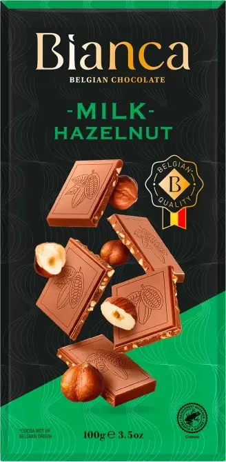 Шоколад молочний з Лісовим горіхом Bianca Milk Hazelnut 100 г Бельгія