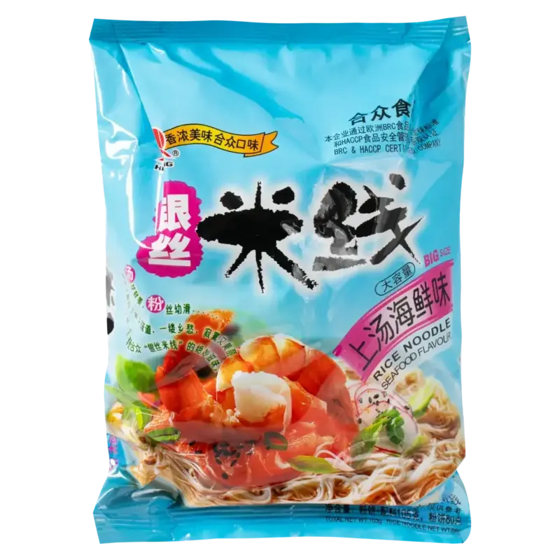 Рисова вермішель швидкого приготування зі смаком морепродуктів Hezhong 105г Китай