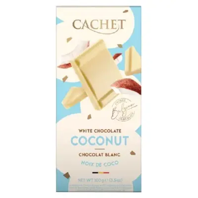 Шоколад білий з кокосом Cachet  White Chocolate Coconut Бельгія 100 г
